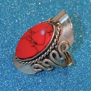 Red Stone Statement Ring
